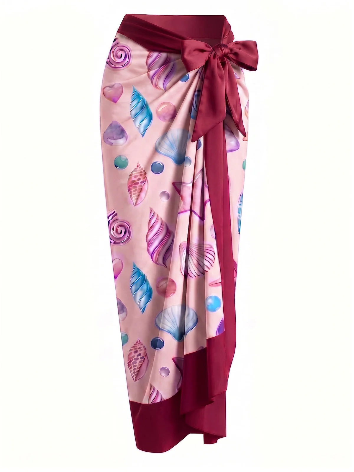 [Pre-Sale] Pink 1960s Shell Print Tie One-Piece Swimsuit & Cover-Up - Image 3