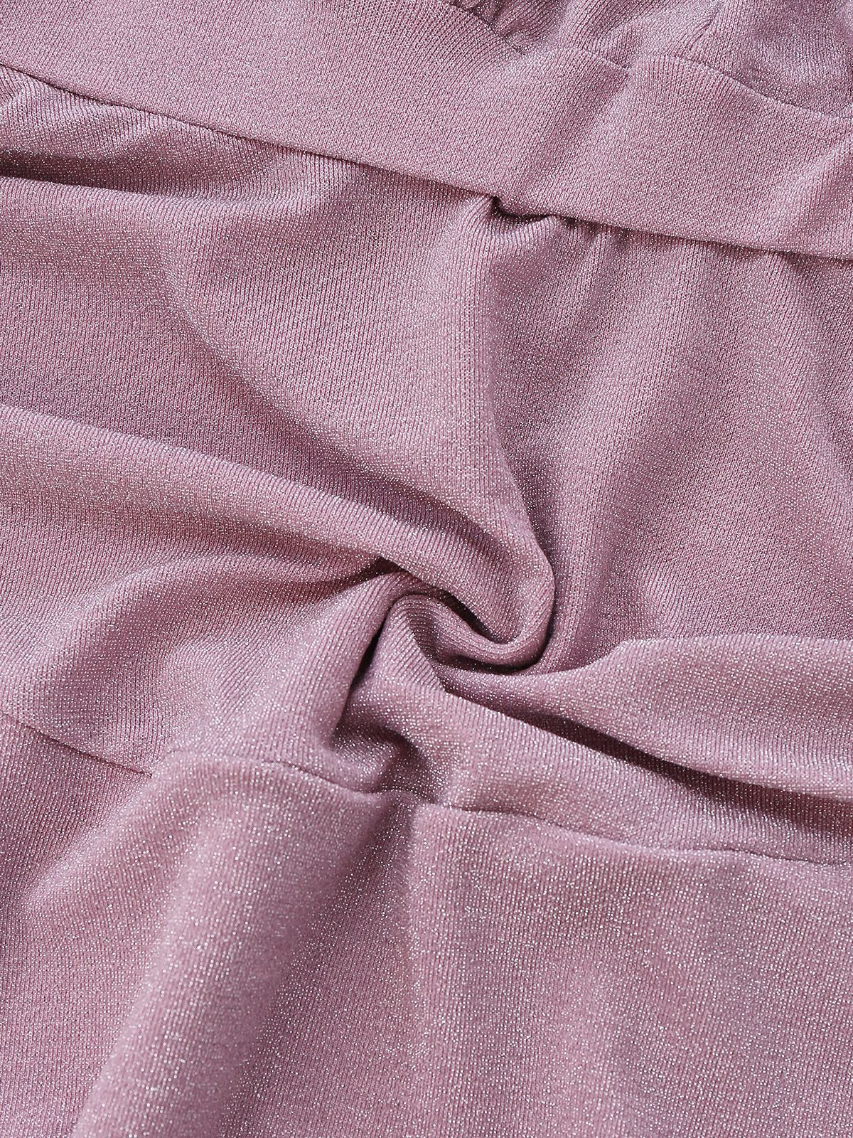 Pink 1960s Solid Glitter Deep V-Neck Mini Dress - Image 4