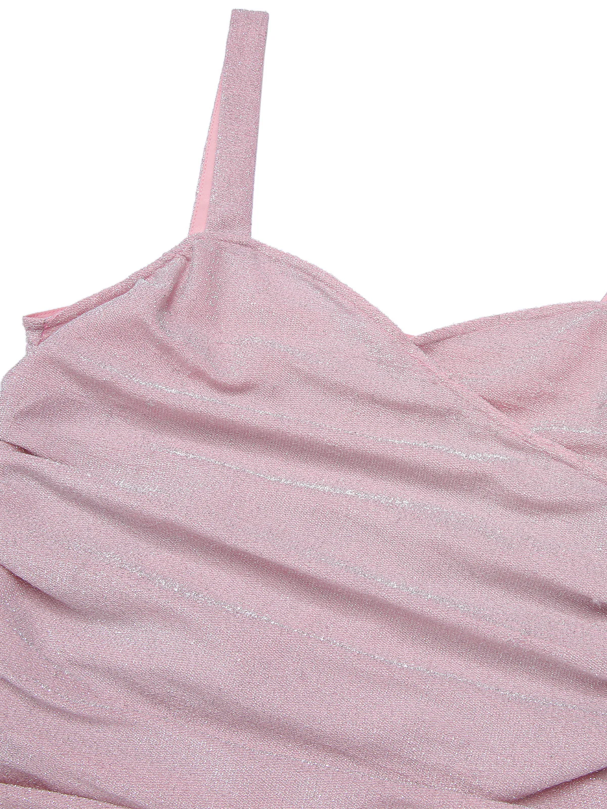 Pink 1960s Solid Glitter Pleated Strap Dress - Image 5