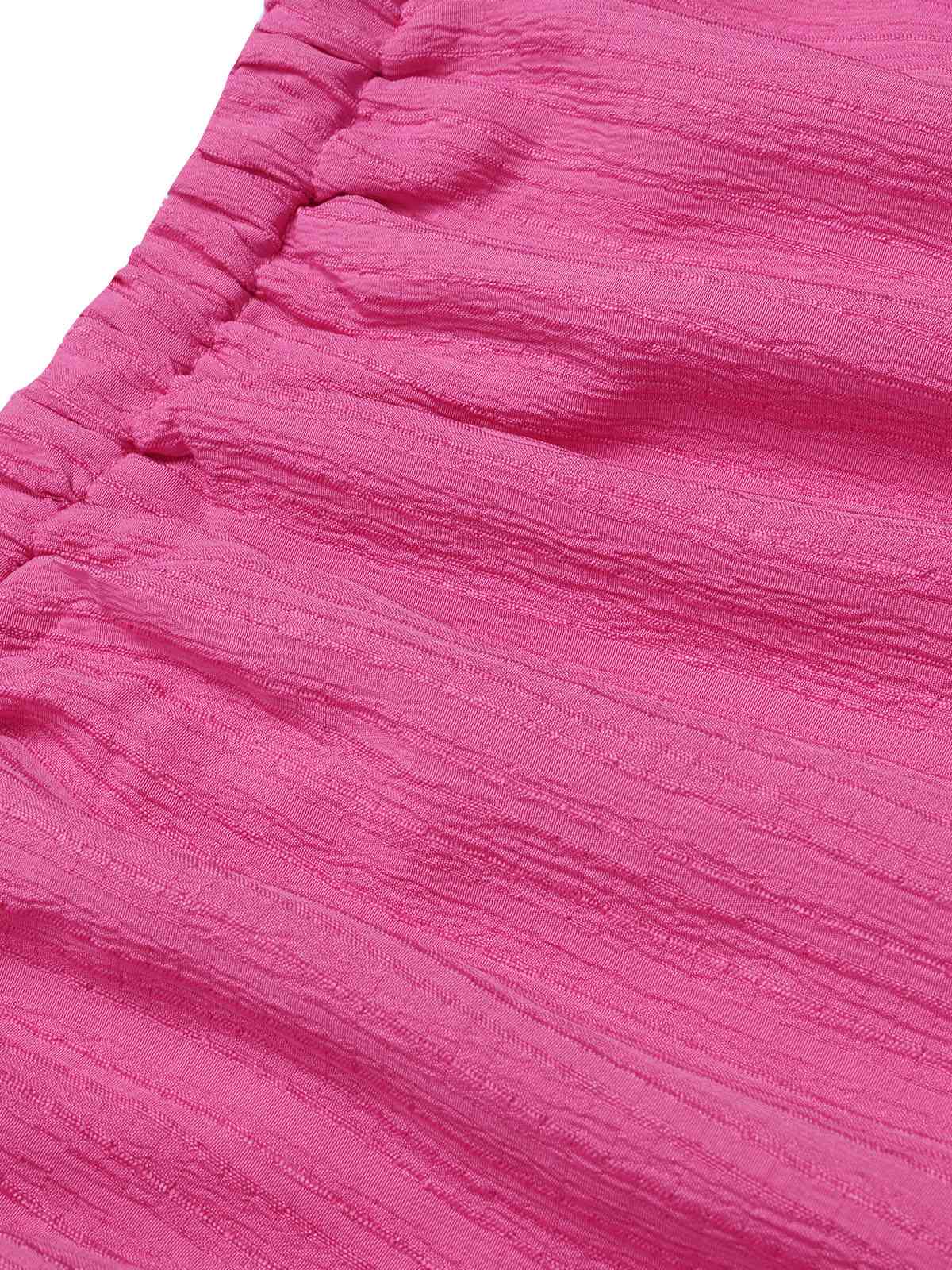 Pink 1960s Solid Off-Shoulder Wideleg Jumpsuit - Image 9