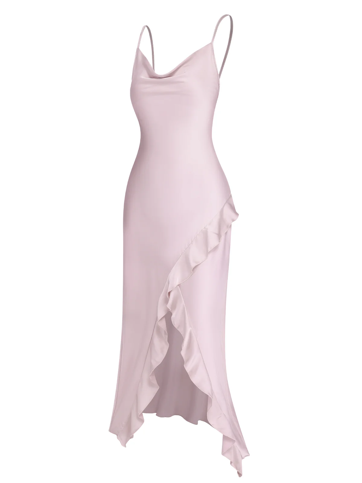Pink 1960s Solid Satin Ruffled Tulip Nightdress - Image 2