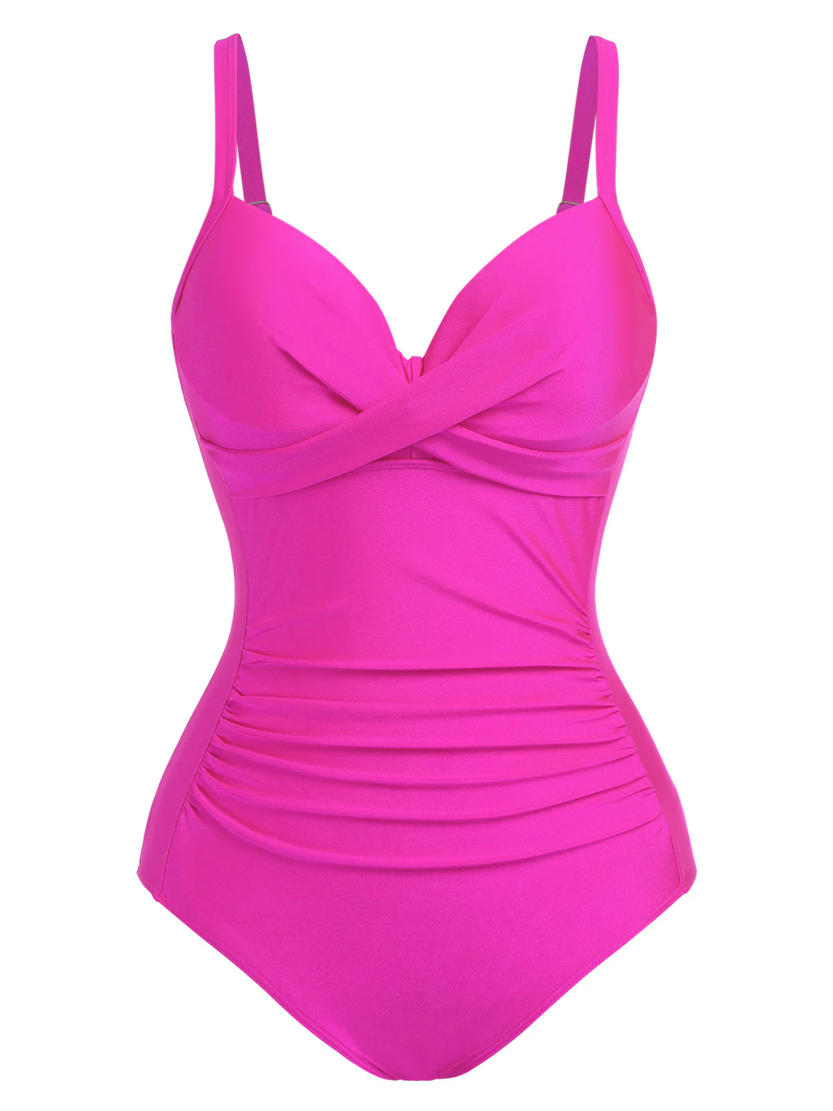 Pink 1960s Solid Spaghetti Strap Swimsuit - Image 2
