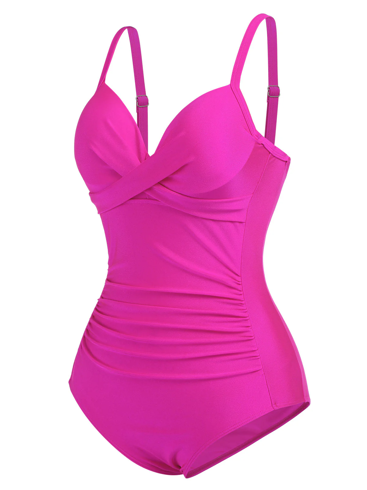 Pink 1960s Solid Spaghetti Strap Swimsuit - Image 3