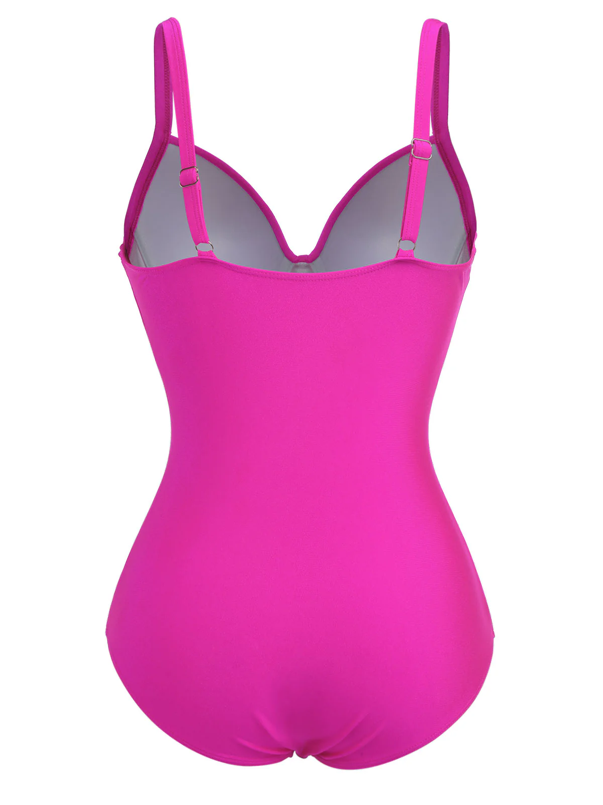 Pink 1960s Solid Spaghetti Strap Swimsuit - Image 4