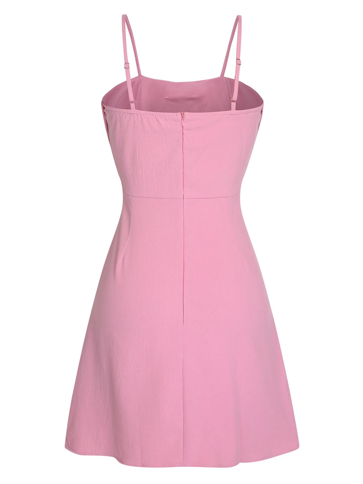Pink 1960s Solid Spaghetti Straps Bow Dress - Image 2