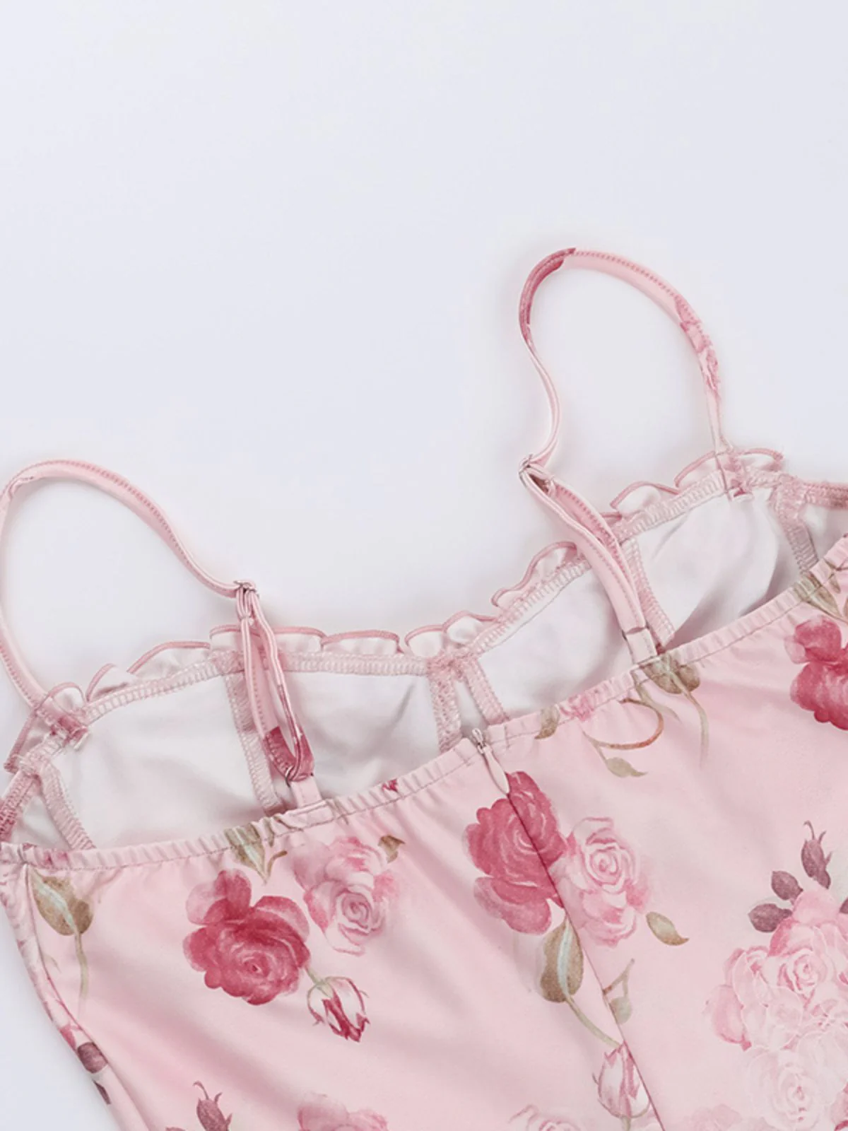 Pink 1960s Spaghetti Strap Roses Nightgown - Image 3