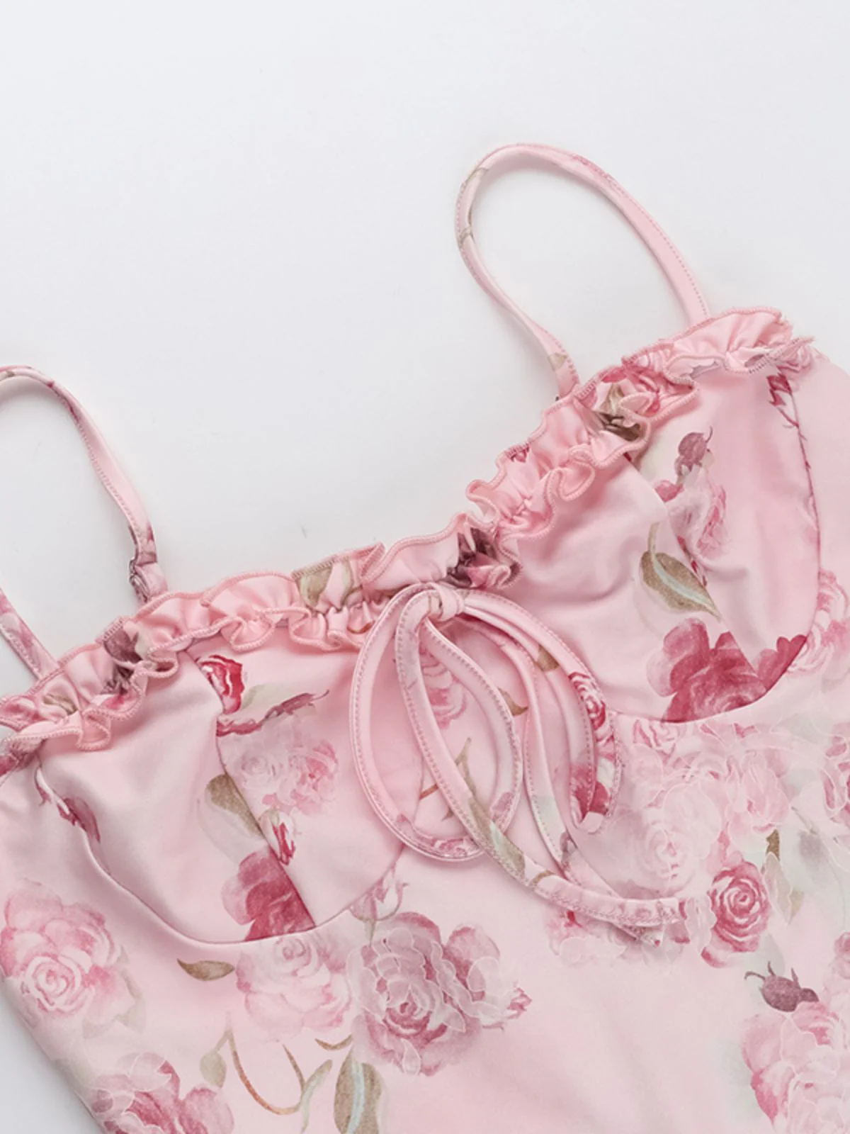 Pink 1960s Spaghetti Strap Roses Nightgown - Image 5