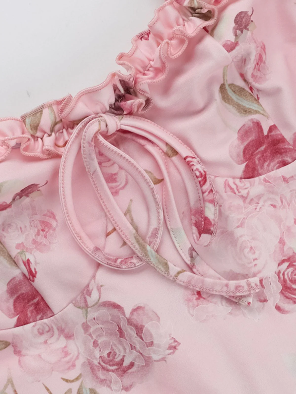 Pink 1960s Spaghetti Strap Roses Nightgown - Image 8