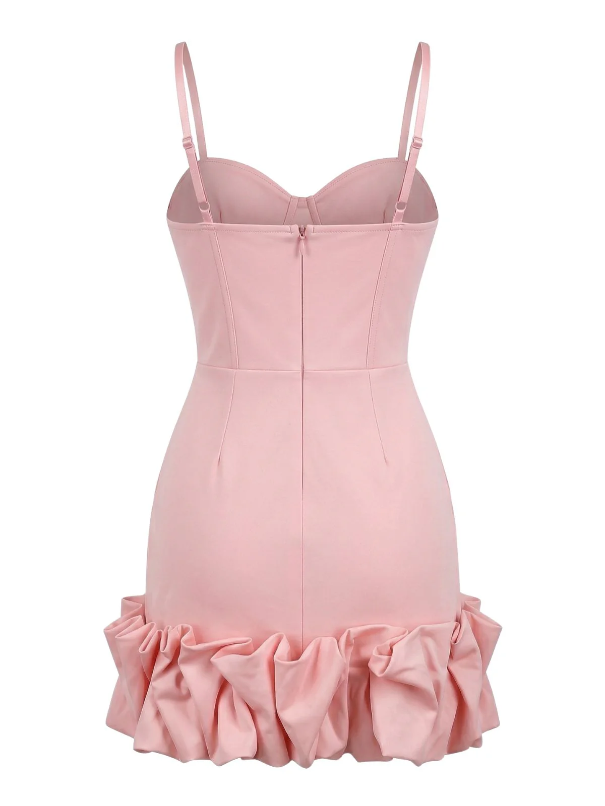 Pink 1960s Spaghetti Strap Ruffle Hem Dress - Image 3