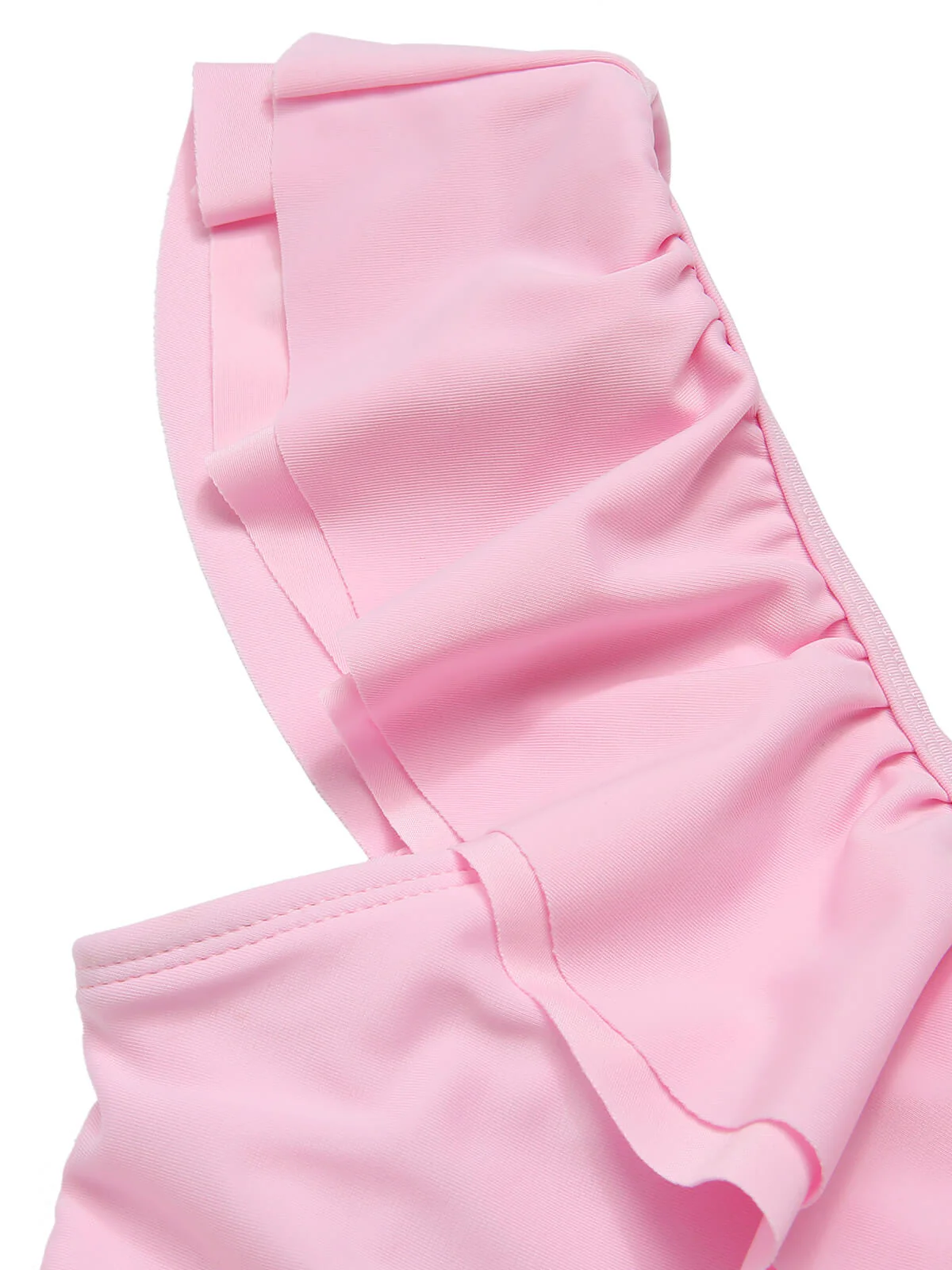 Pink 1960s Tropical Plants Ruffles Swimsuit - Image 4