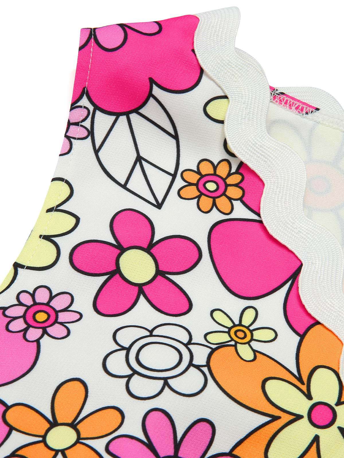 Pink 1960s V-Neck Cartoon Flowers Pencil Dress - Image 5