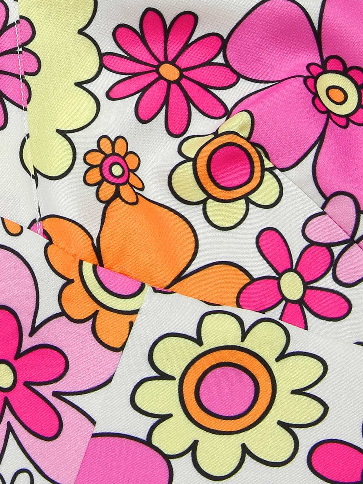 Pink 1960s V-Neck Cartoon Flowers Pencil Dress - Image 7