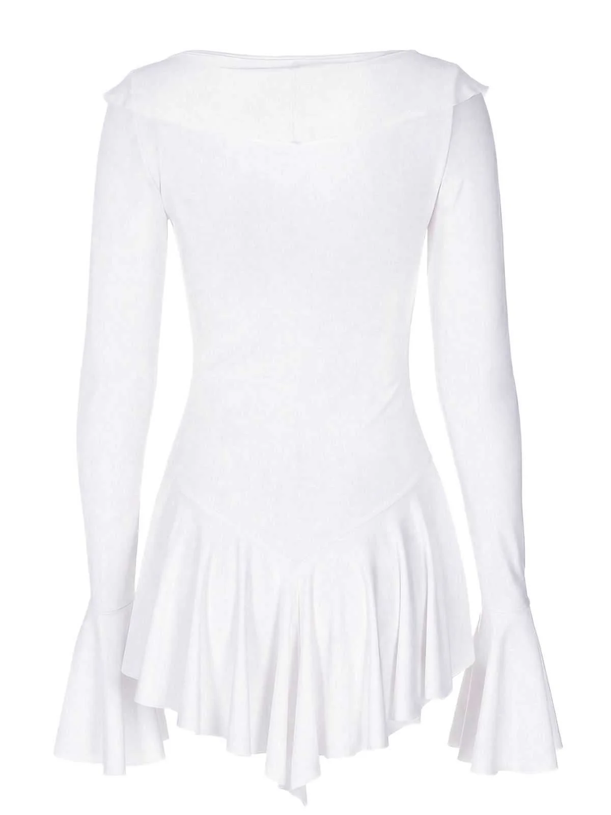 Pink 1960s V-Neck Ruffle Flared Sleeve Dress - Image 11