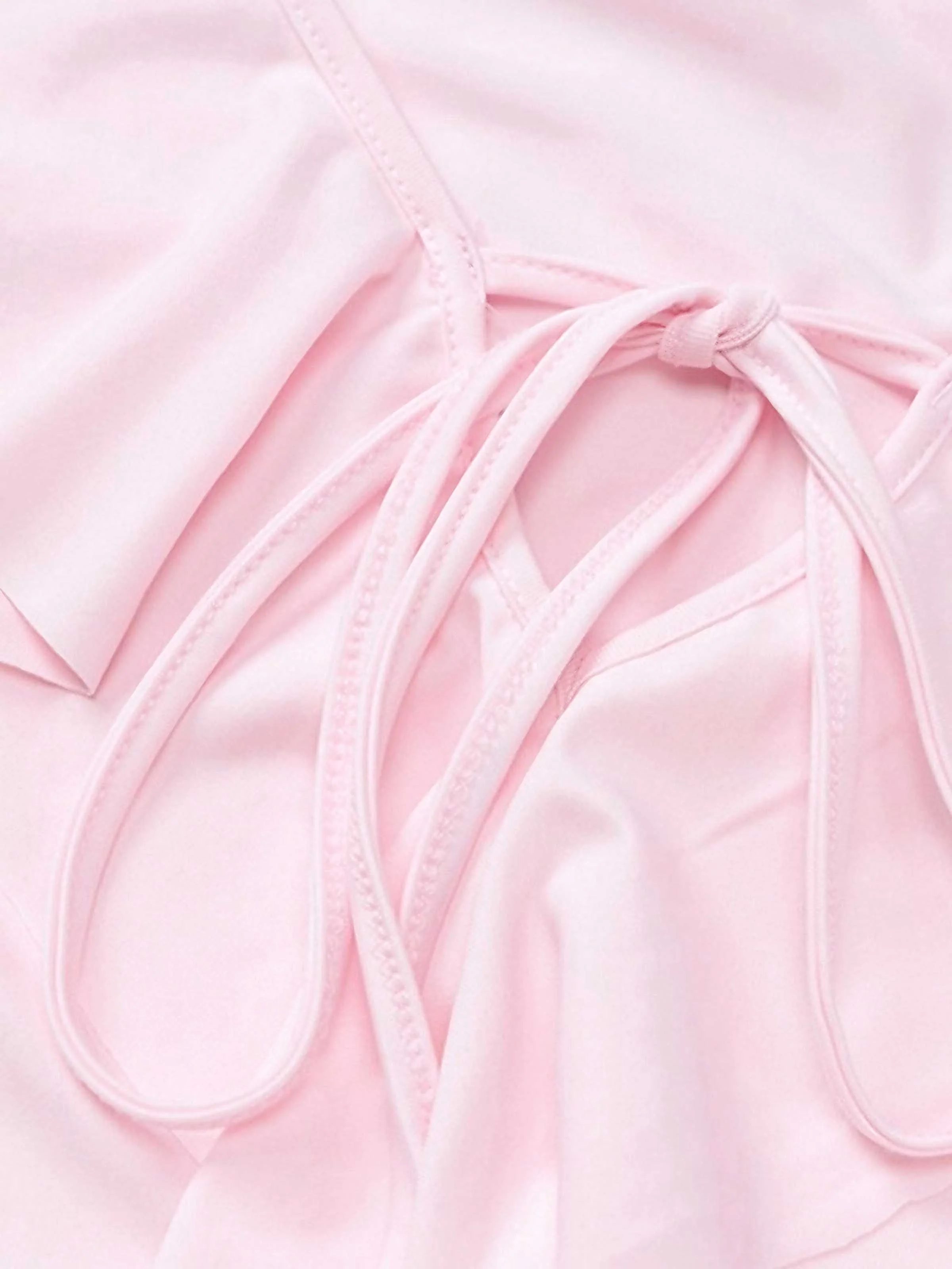 Pink 1960s V-Neck Ruffle Flared Sleeve Dress - Image 8