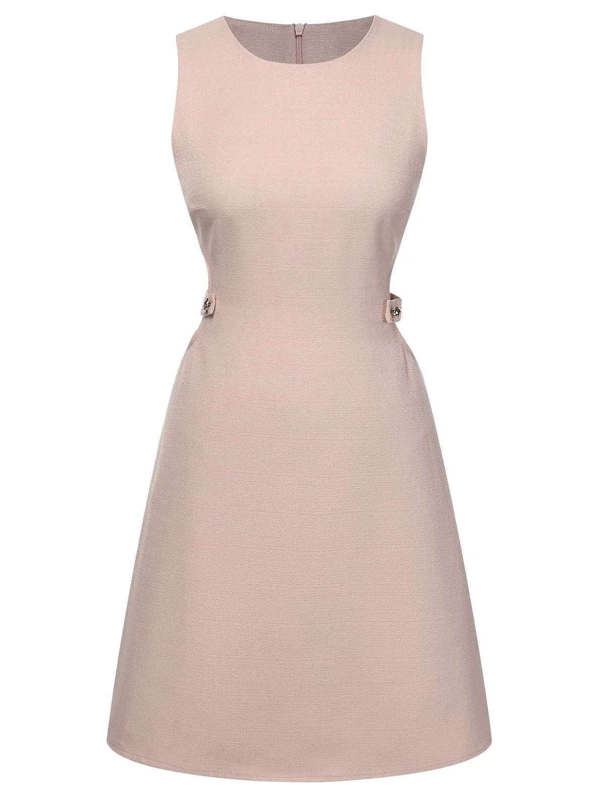 Pink 1960s Waist Hollow Out Solid Dress - Image 2