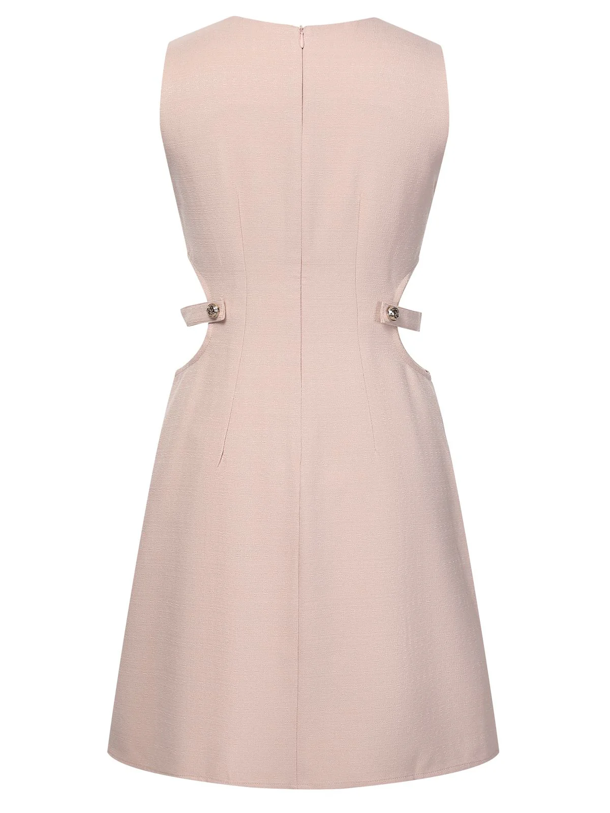 Pink 1960s Waist Hollow Out Solid Dress - Image 3