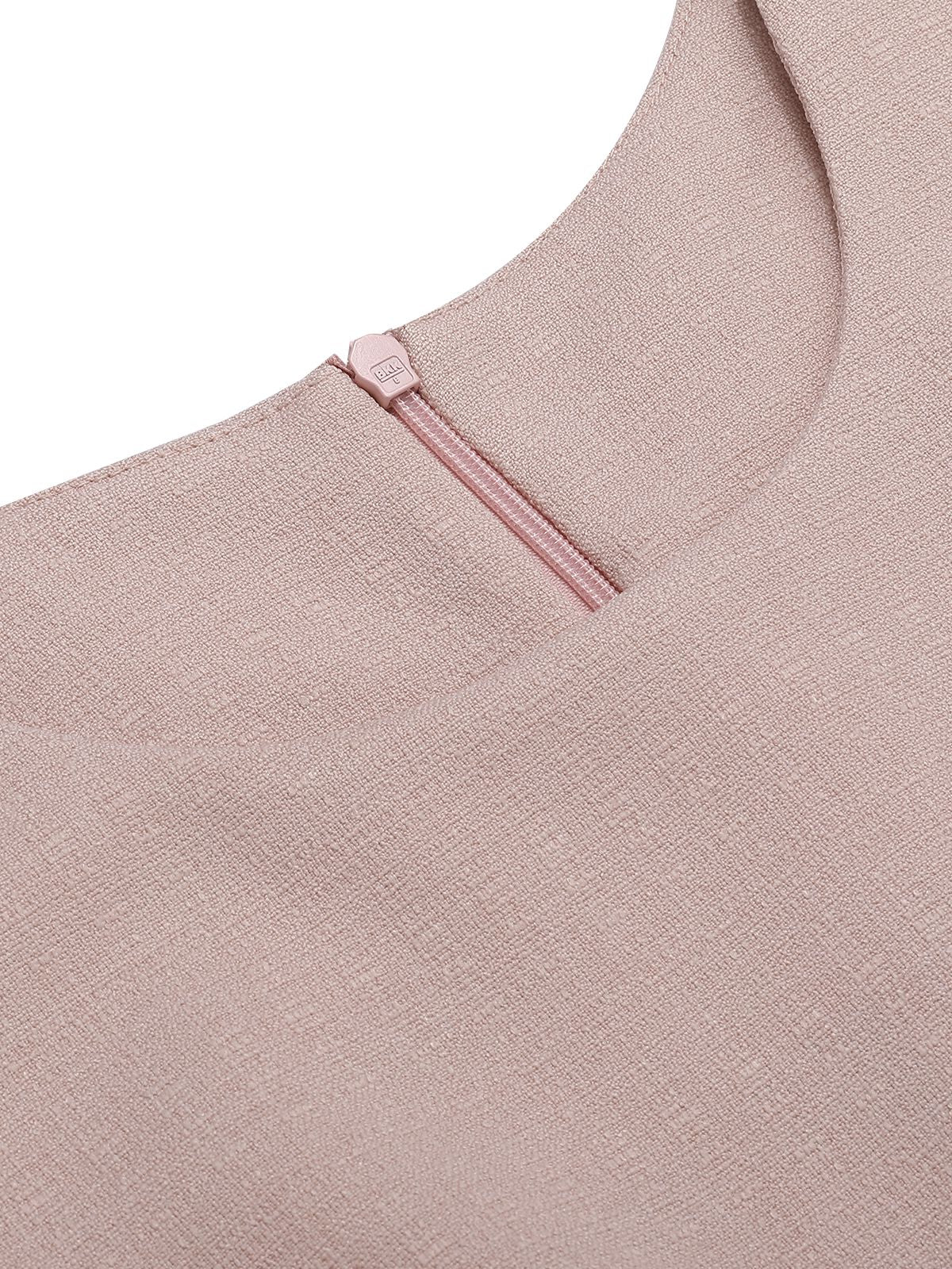 Pink 1960s Waist Hollow Out Solid Dress - Image 6