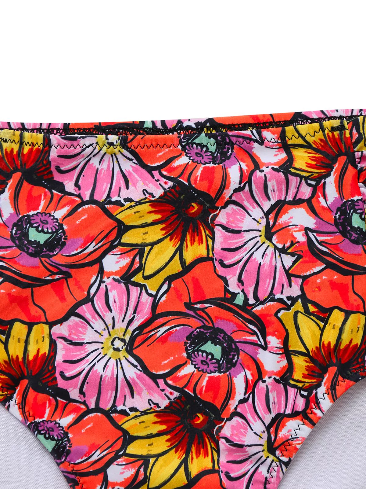 Pink 1970s Boho Floral Cross Neck Swimsuit - Image 4