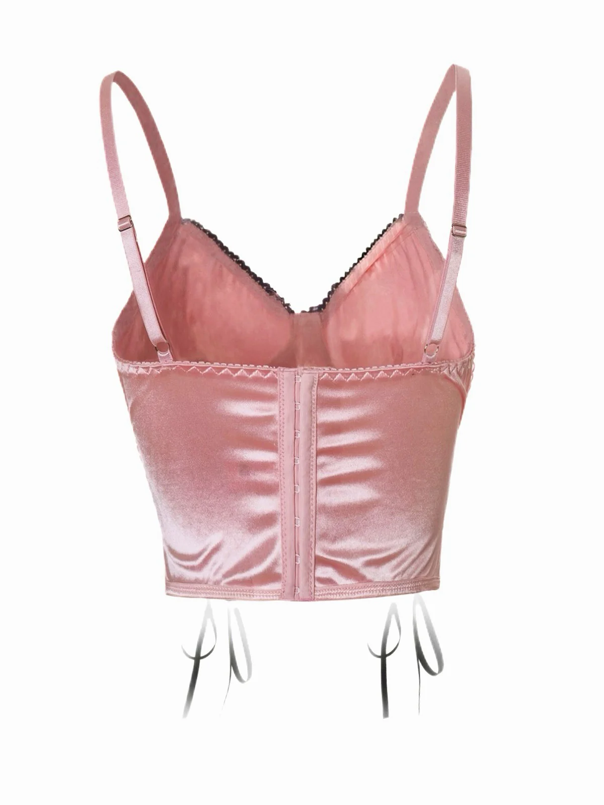 Pink 1970s Cross Gothic Satin Lace-Up Camisole - Image 2