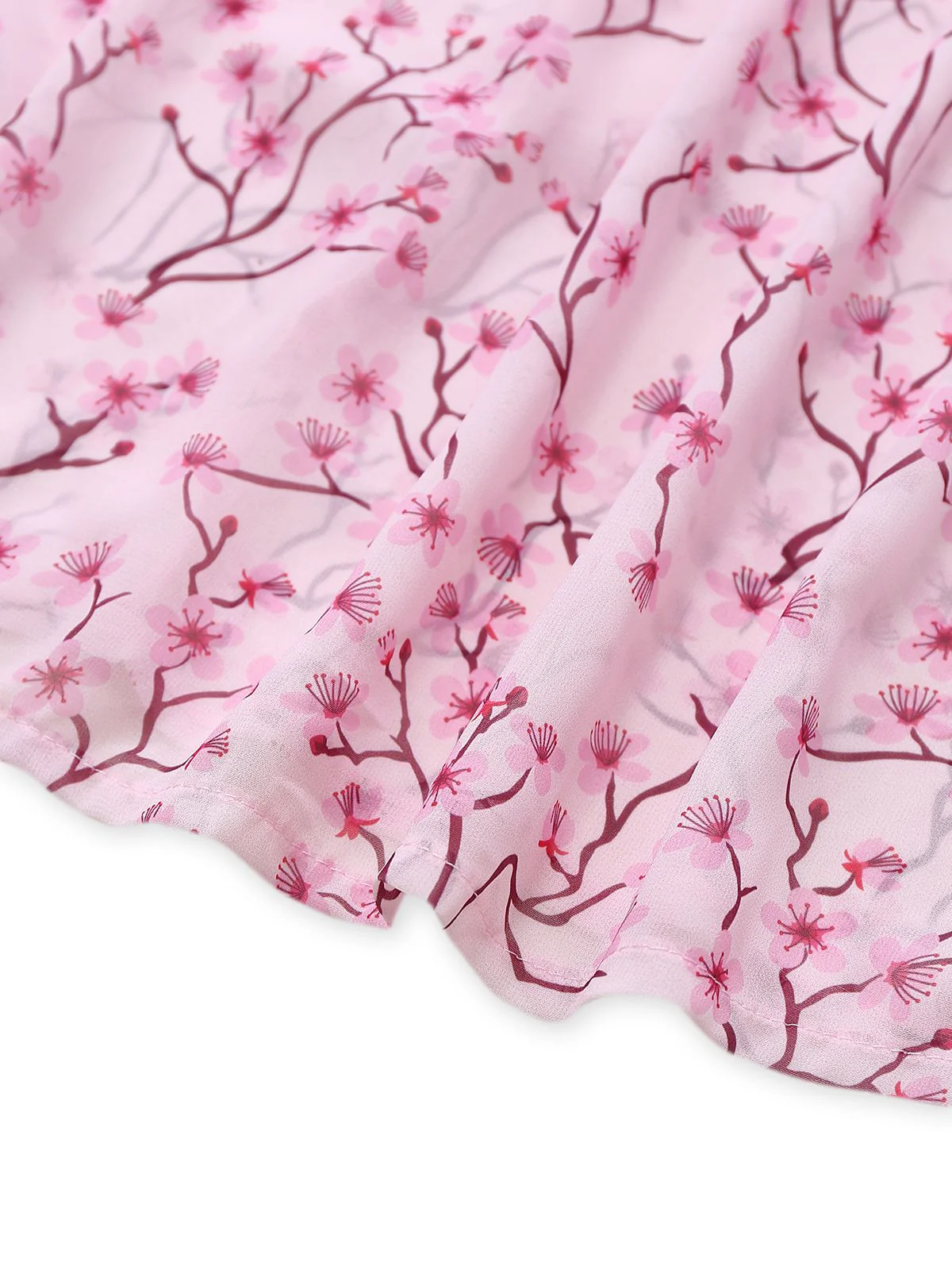 Pink 1970s Deep V-Neck Ruffle Floral Backless Dress - Image 4