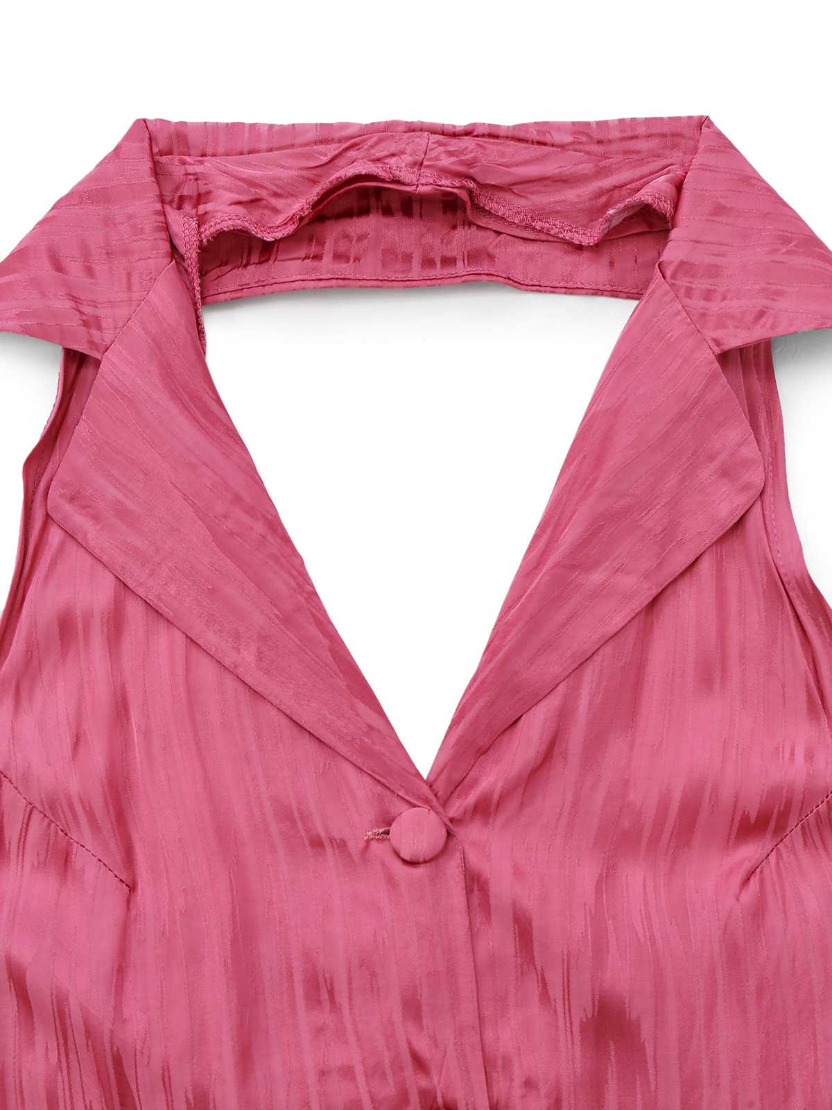 Pink 1970s Halter Lapel Satin Jumpsuit - Image 4