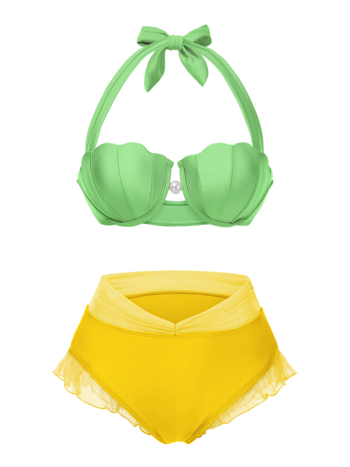 Lavender 1970s Mermaid Shell Halter Bikini Set - Image 8