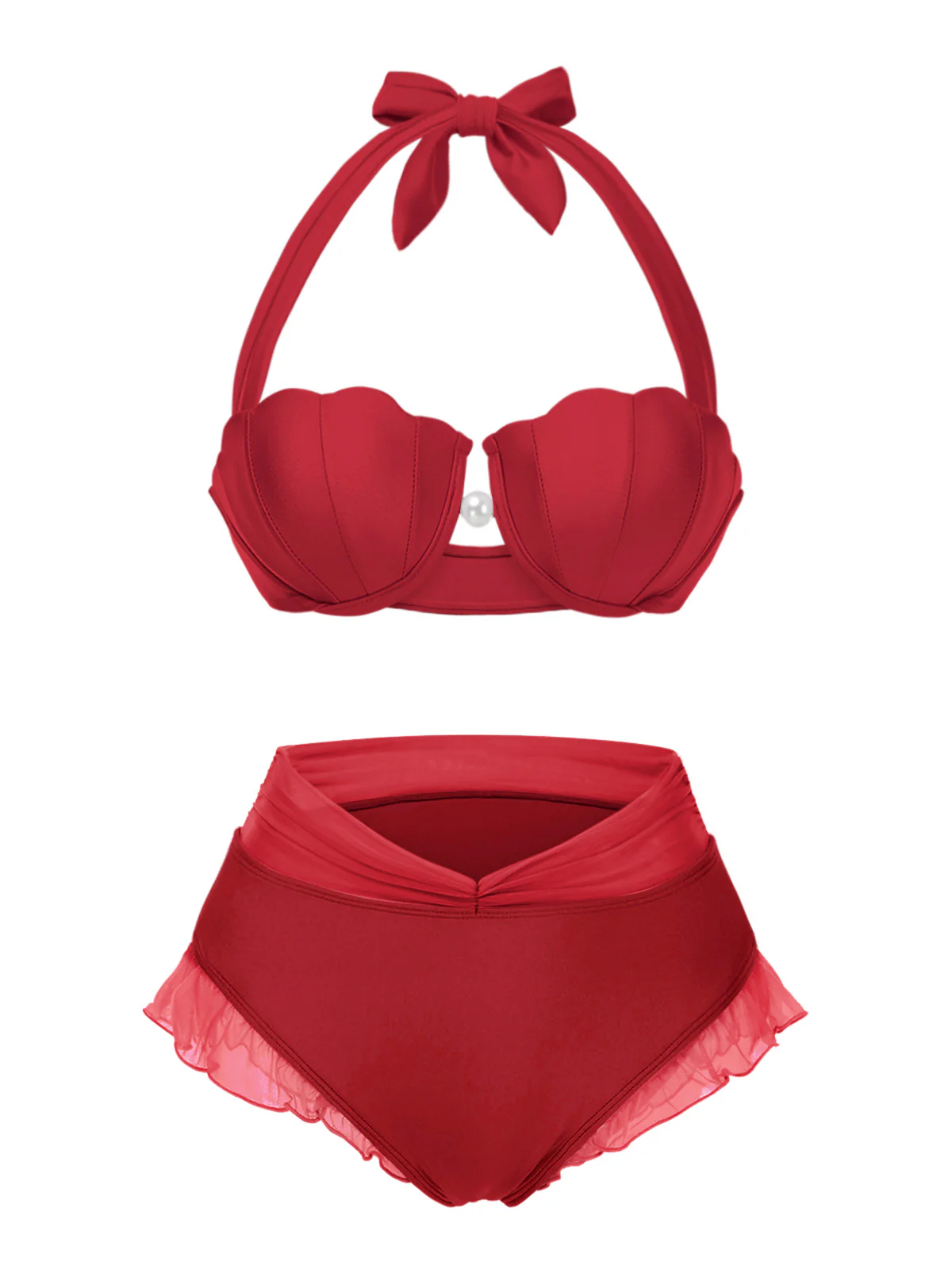 Lavender 1970s Mermaid Shell Halter Bikini Set - Image 11