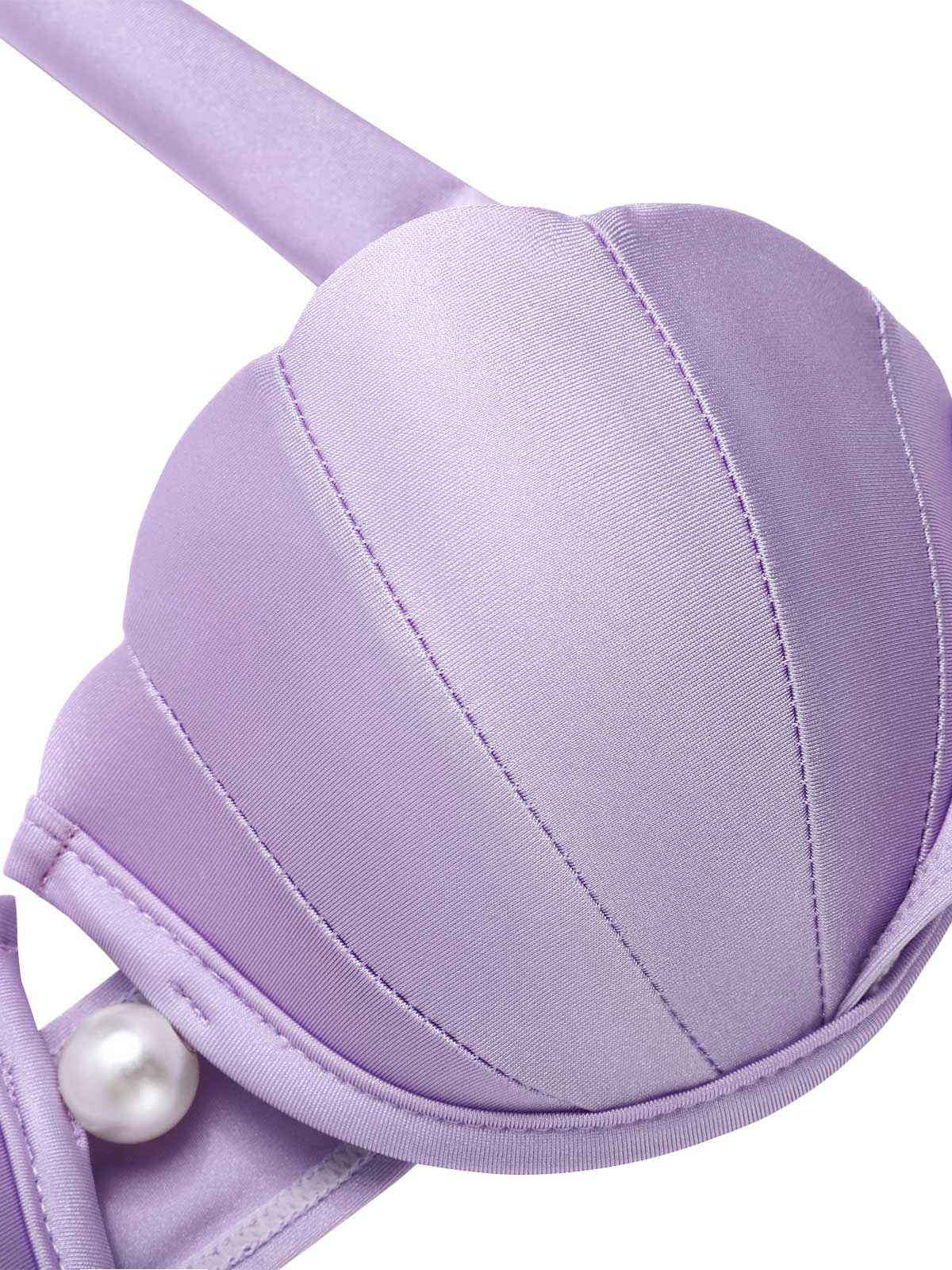 Lavender 1970s Mermaid Shell Halter Bikini Set - Image 7