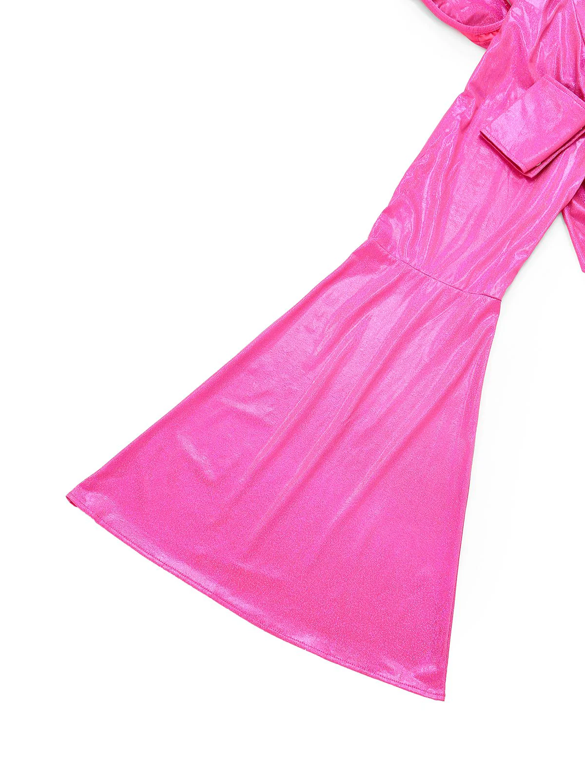 Pink 1970s Metallic Deep V-Neck Disco Jumpsuit - Image 4