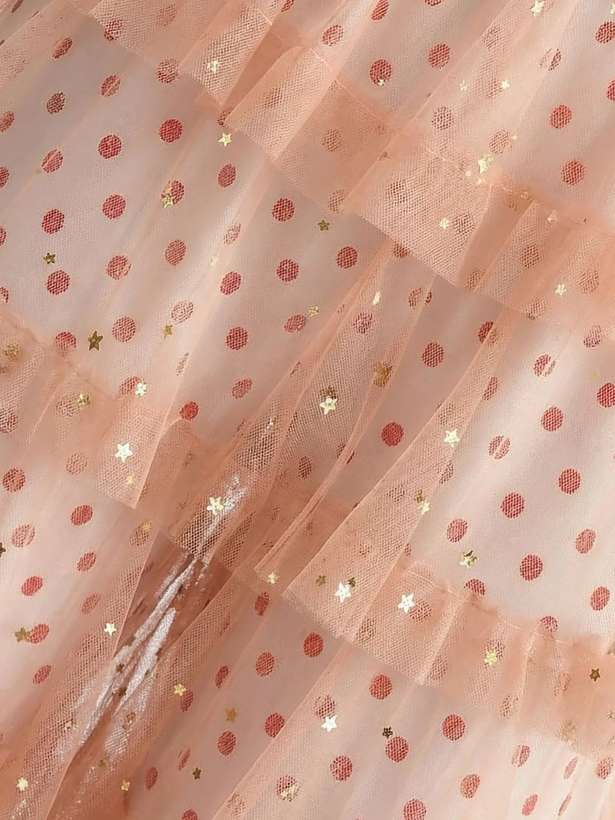 Pink 1970s Polka Dot Tulle Tiered Ruffle Pants - Image 3