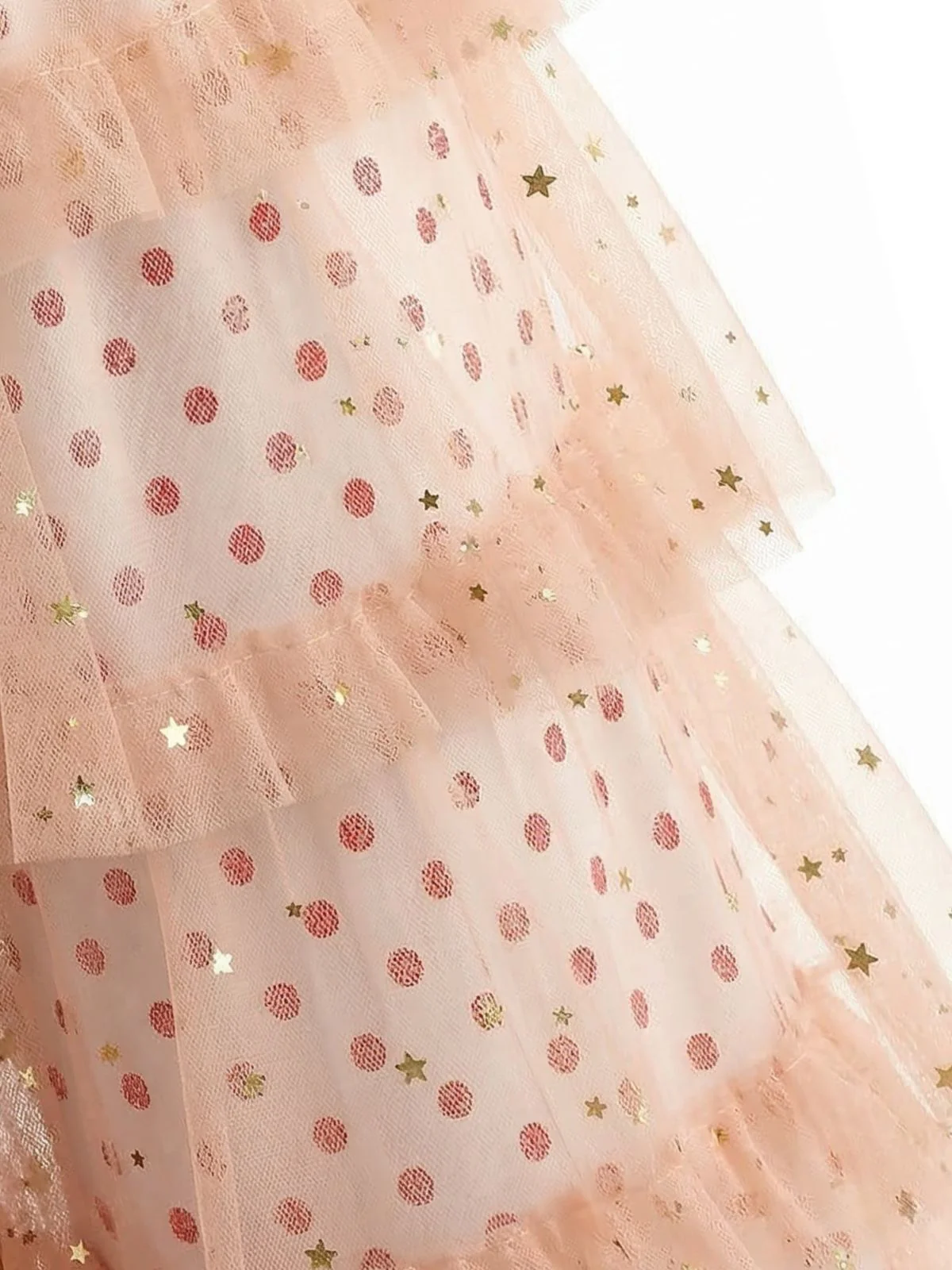 Pink 1970s Polka Dot Tulle Tiered Ruffle Pants - Image 4