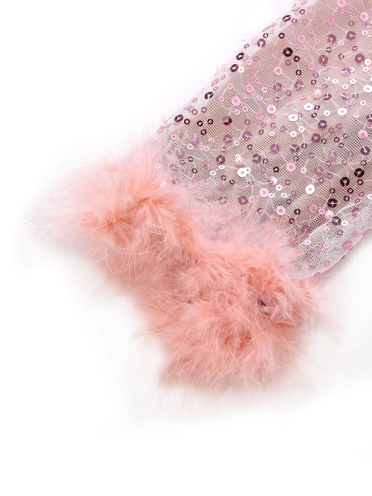Pink 1970s Sequin Feather -Sleeve Wide-Leg Jumpsuit - Image 3