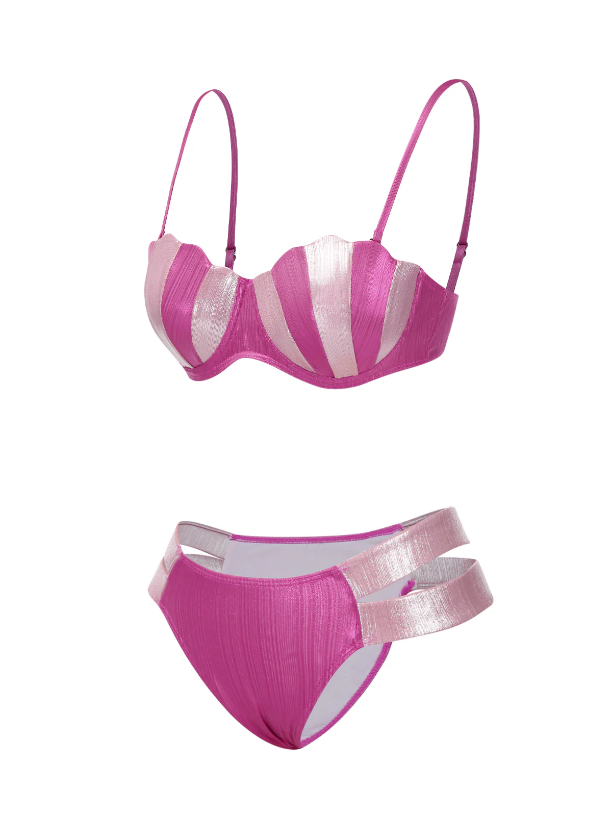 Pink 1970s Shell Shape Patchwork Swimsuit - Image 2