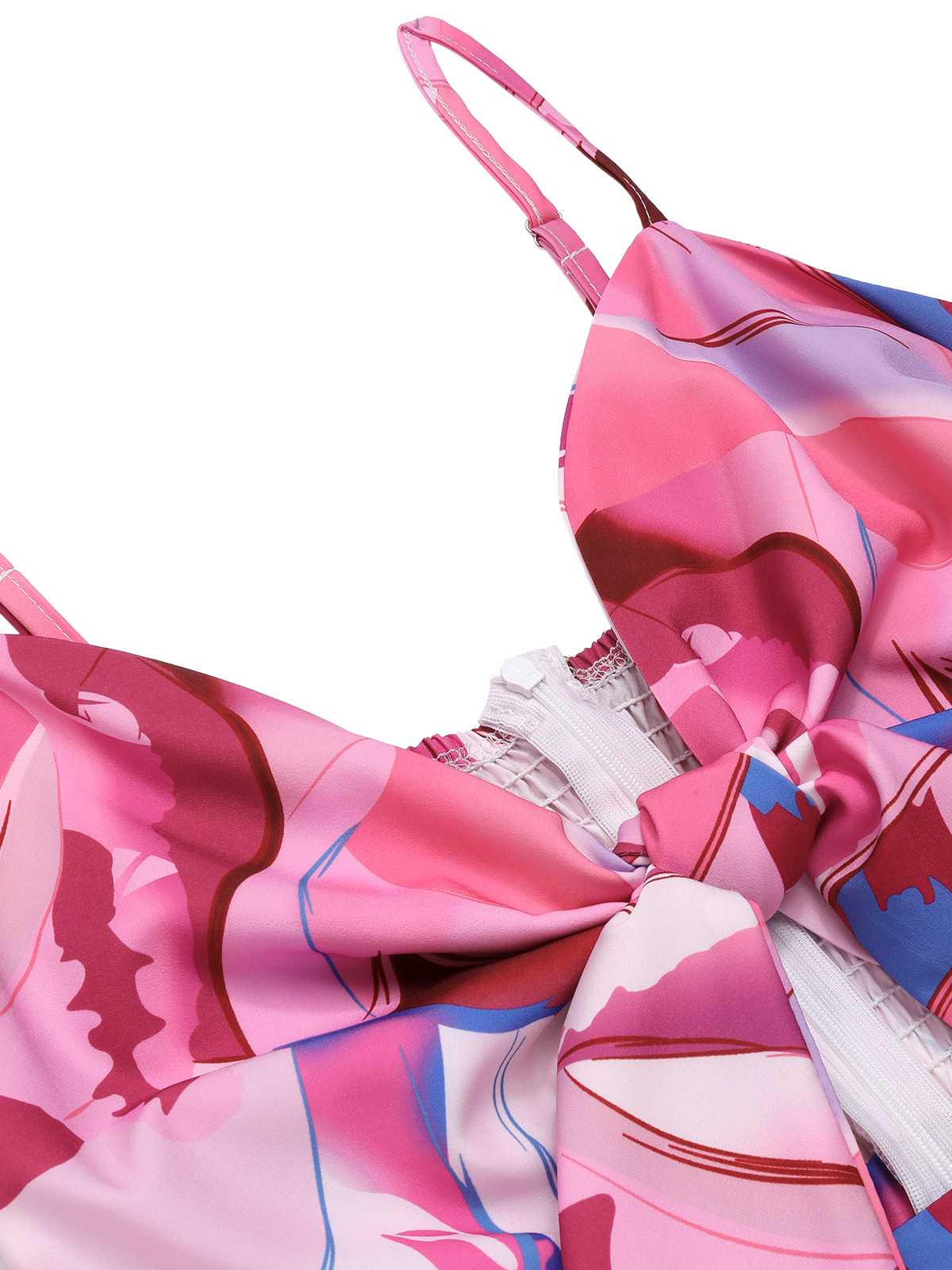 Pink 1970s Strap Psychedelic Print Front-Tie Jumpsuit - Image 3