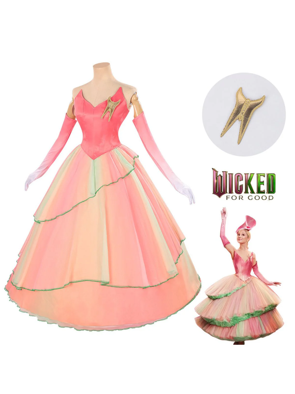 Pink 1970s Wicked Witch Glinda Top & Skirt Set - Image 4
