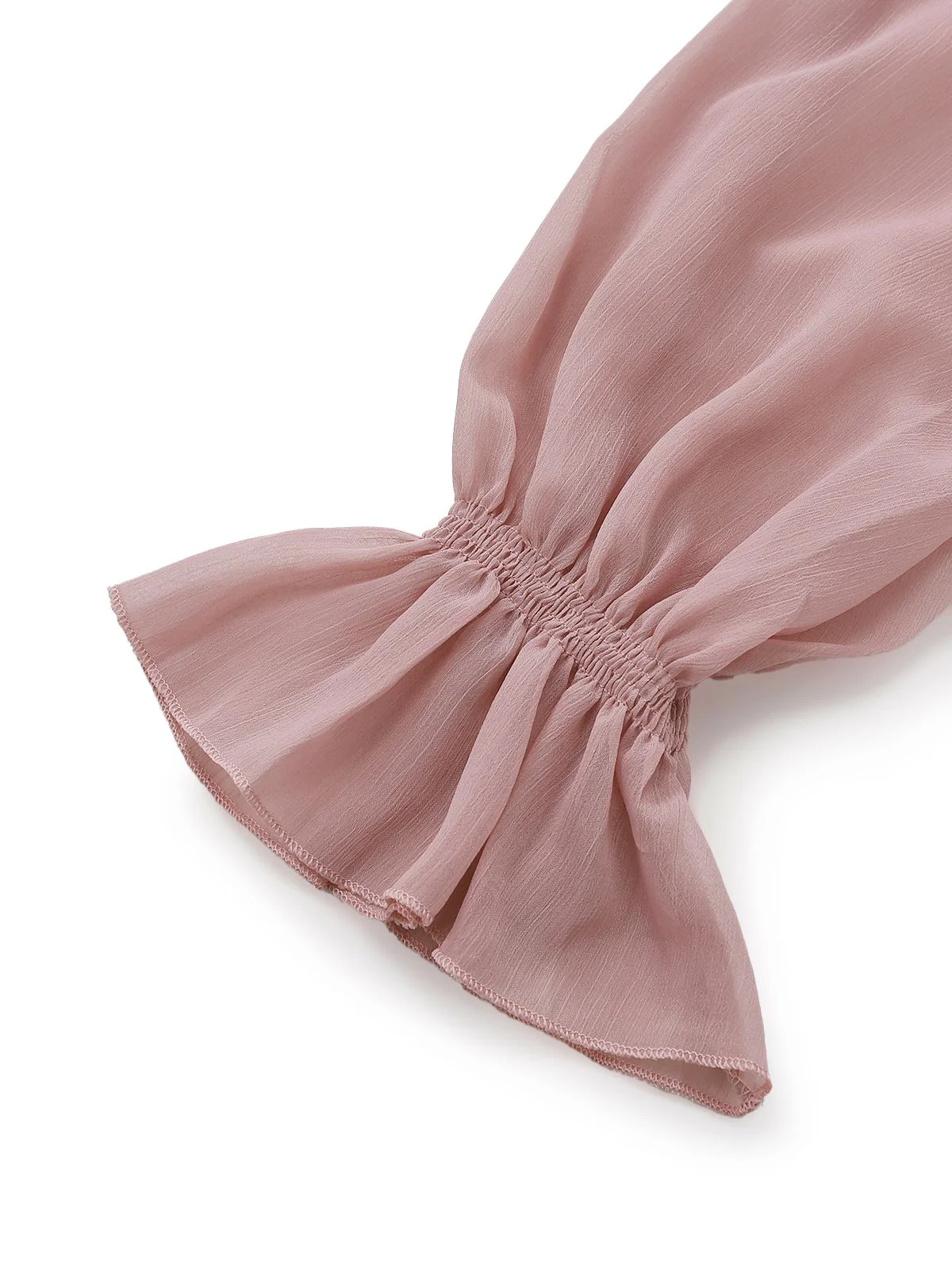 Pink 1980s Chiffon Ruffled High-Neck Blouse - Image 4