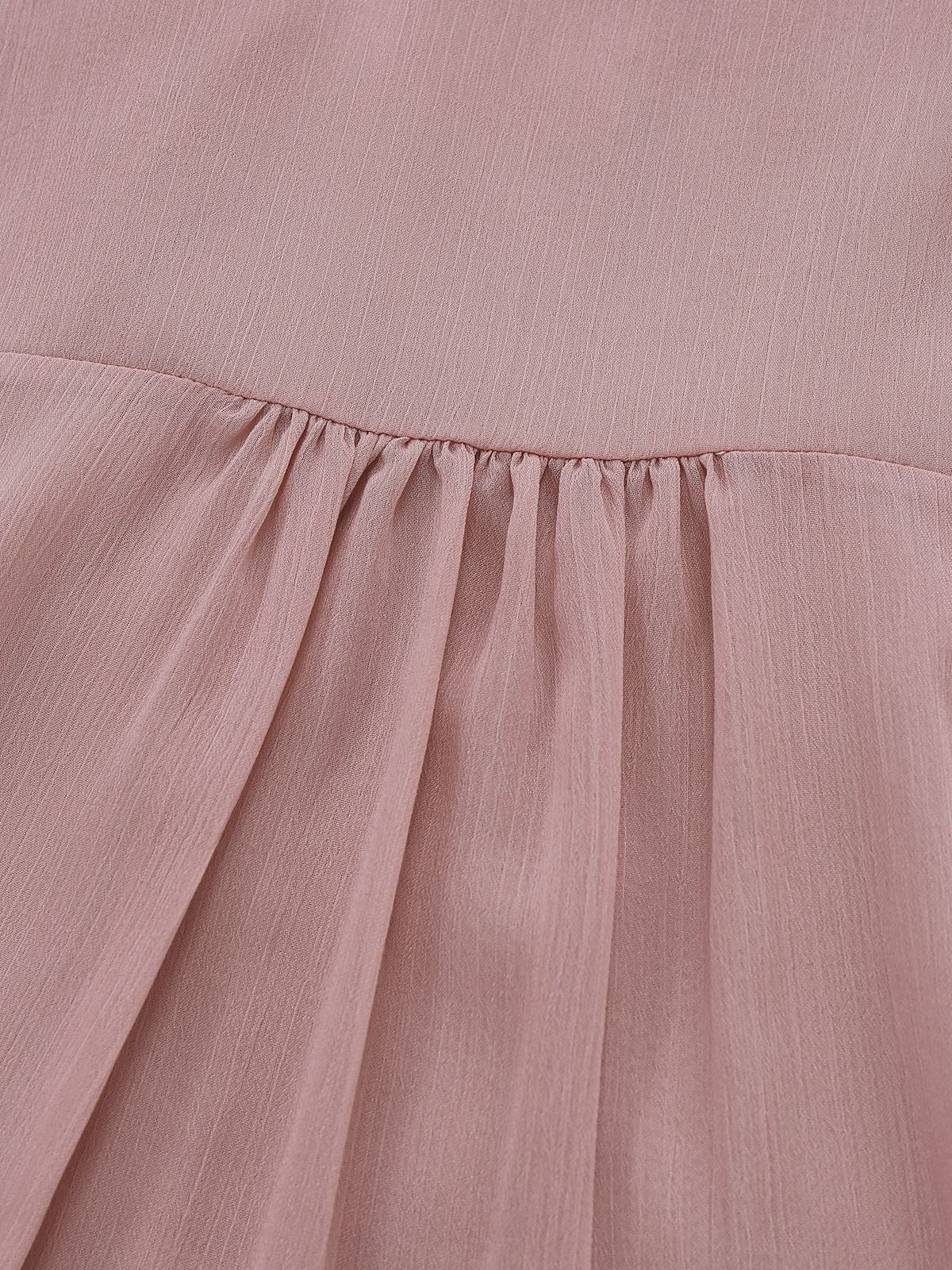 Pink 1980s Chiffon Ruffled High-Neck Blouse - Image 5