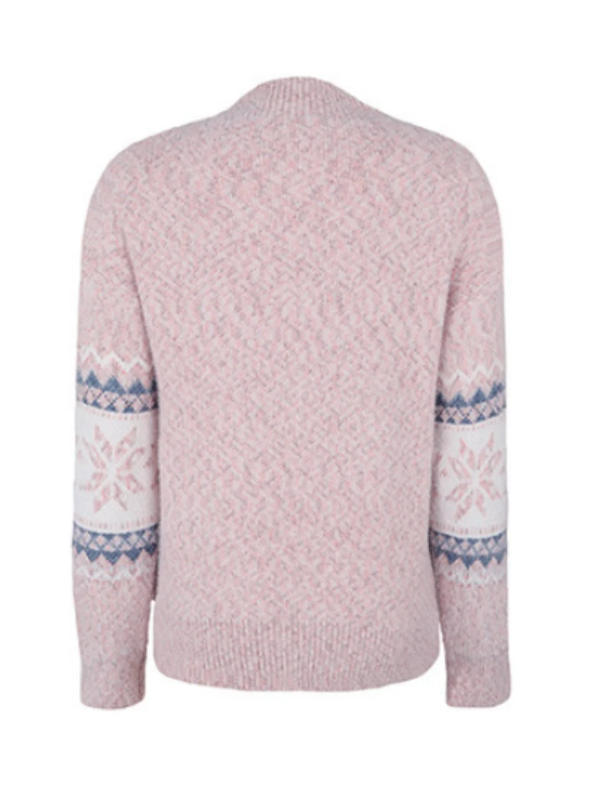 Pink 1980s Christmas Snowflake High-Neck Sweatshirt - Image 2