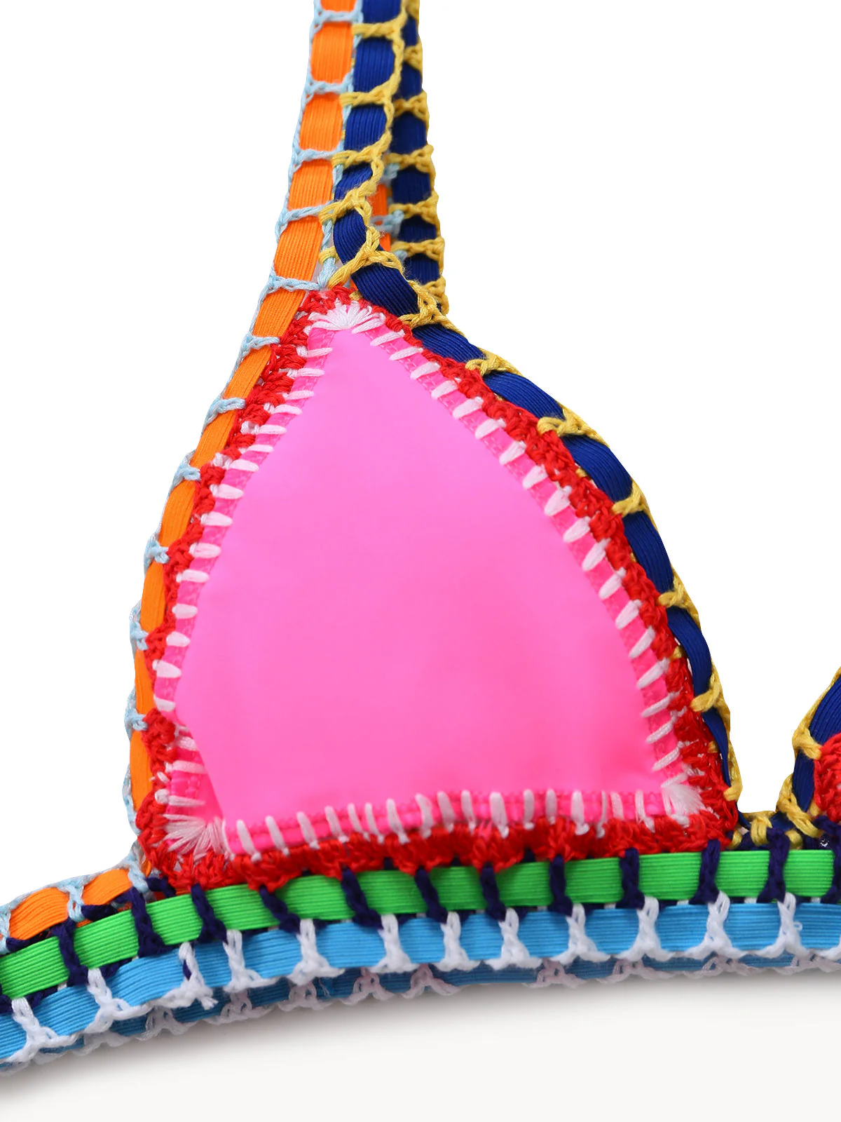 Pink 1980s Knitted Colorful Ribbons Bikini Set - Image 5