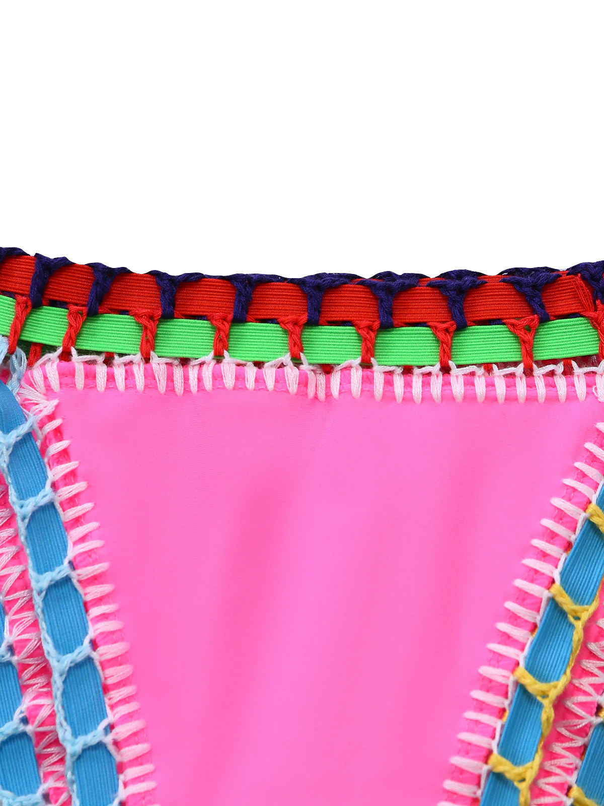 Pink 1980s Knitted Colorful Ribbons Bikini Set - Image 6