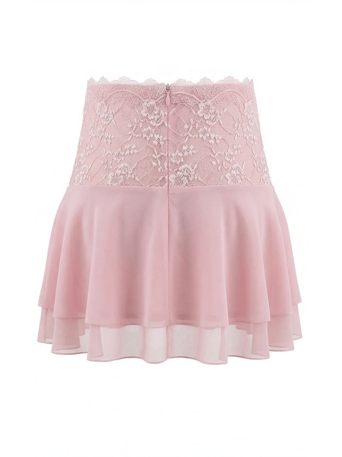 Pink 1980s Lace Embroidered Mini Skirt - Image 3