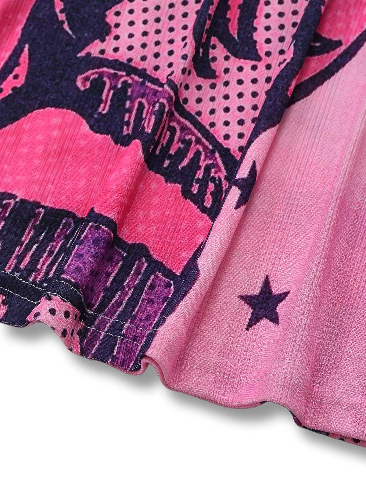 Pink 2000s Slip Lace Trim Cartoon Print Dress - Image 5