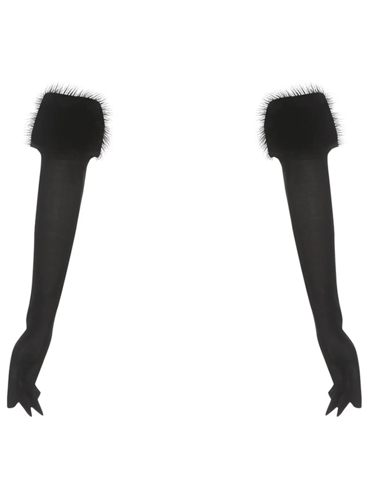 Pink Faux Fur Trim Long Gloves - Image 3