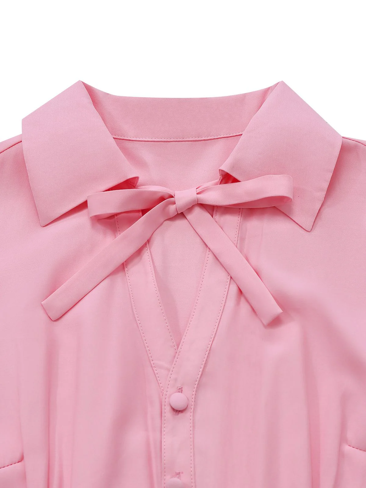 Pink & Gray 1930s Bow Collar Lapel Jumpsuit - Image 7
