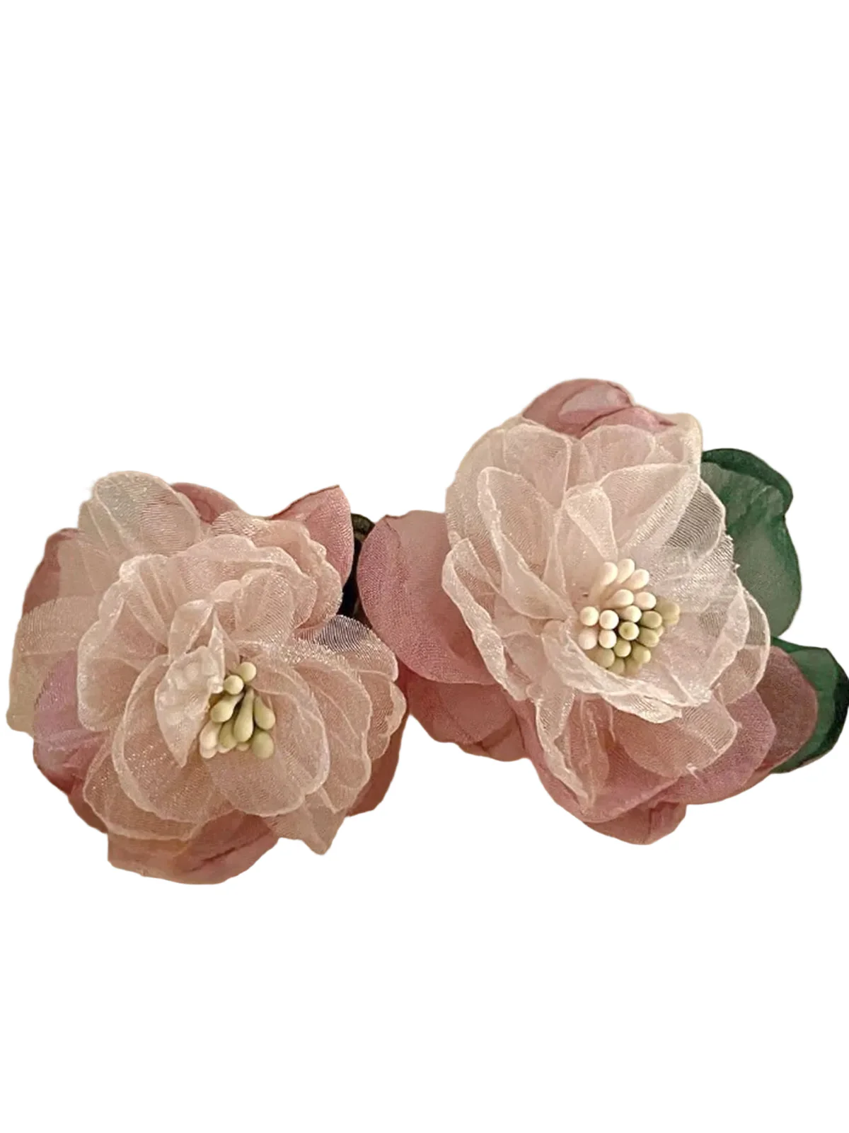 Pink Vintage 3D-Floral Earrings - Image 4