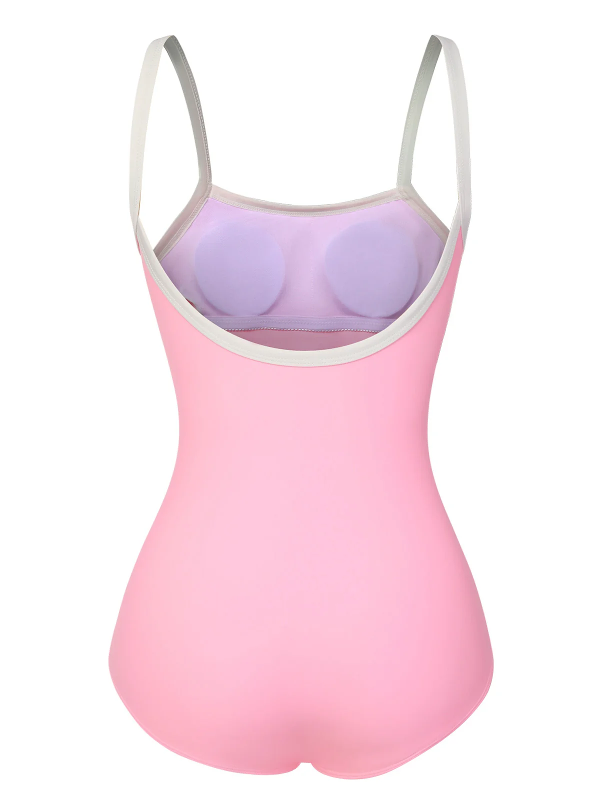 Pink & White 1950s U-Back Strap Swimsuit - Image 3