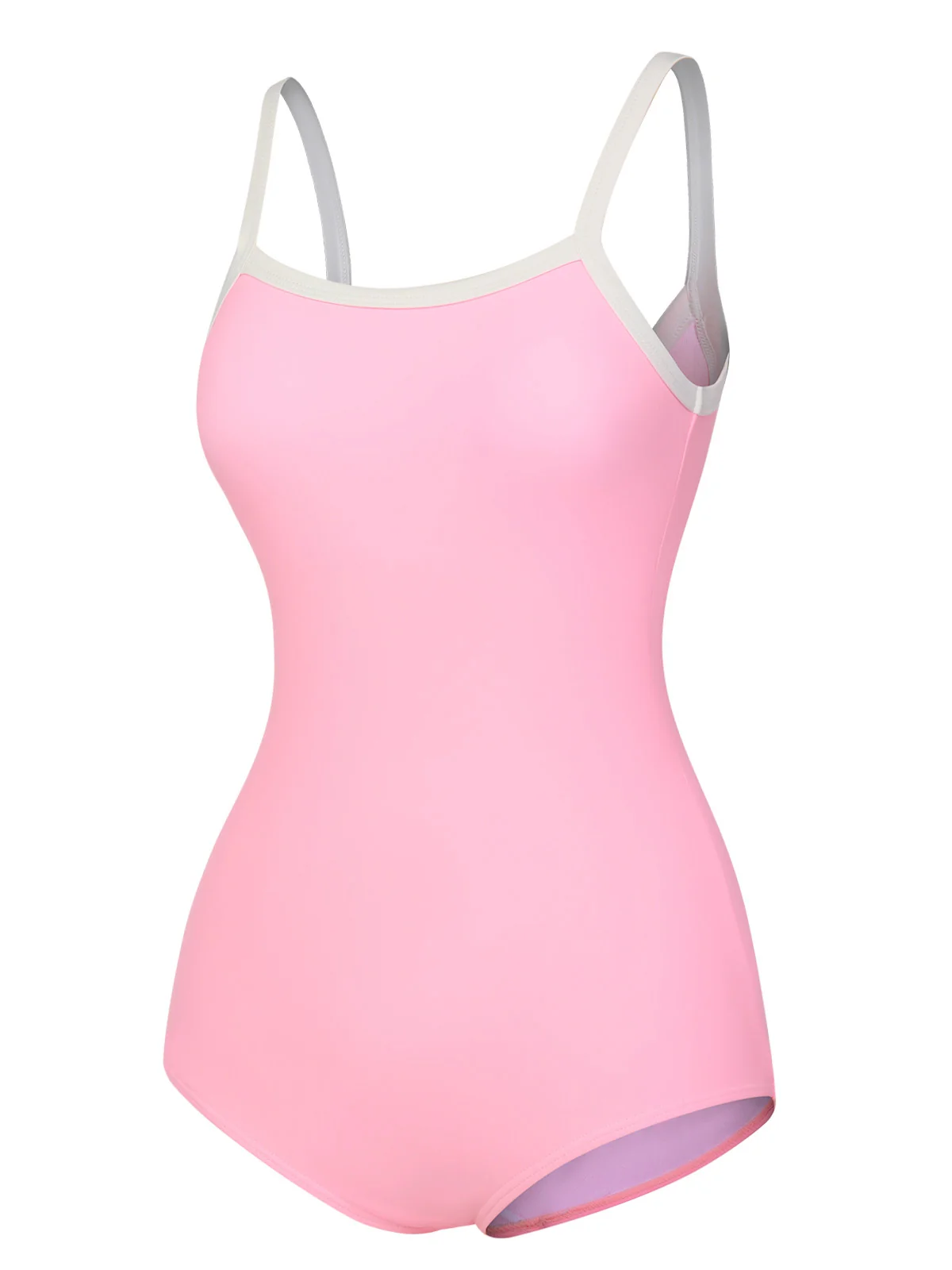 Pink & White 1950s U-Back Strap Swimsuit - Image 4