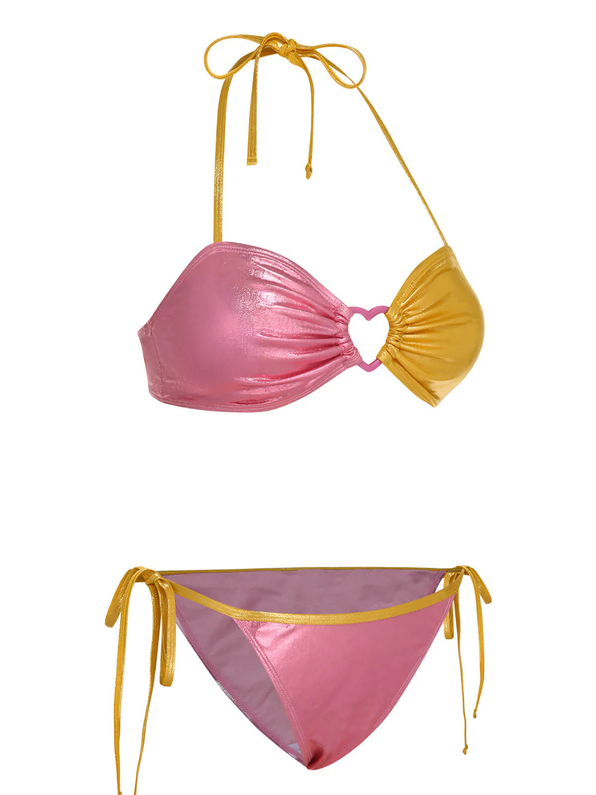 Pink & Yellow 1970s Heart Ring Bikini Set - Image 3