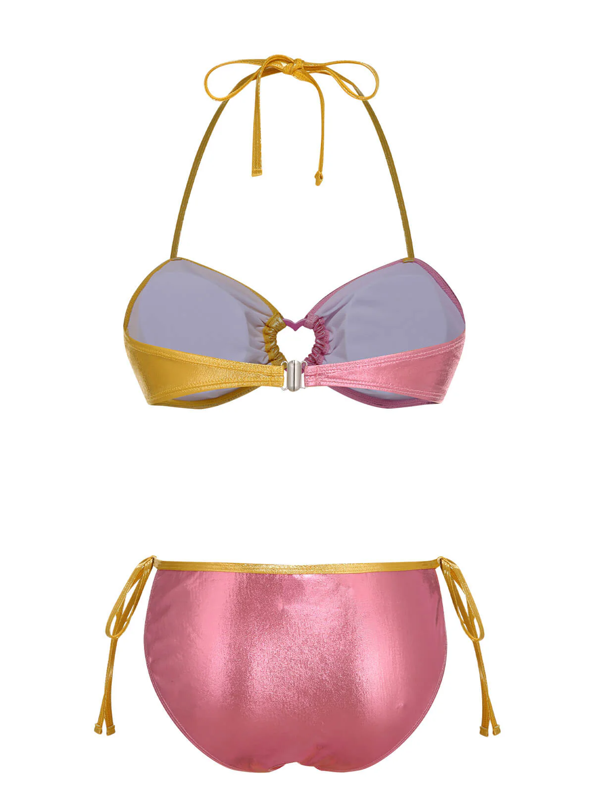 Pink & Yellow 1970s Heart Ring Bikini Set - Image 4