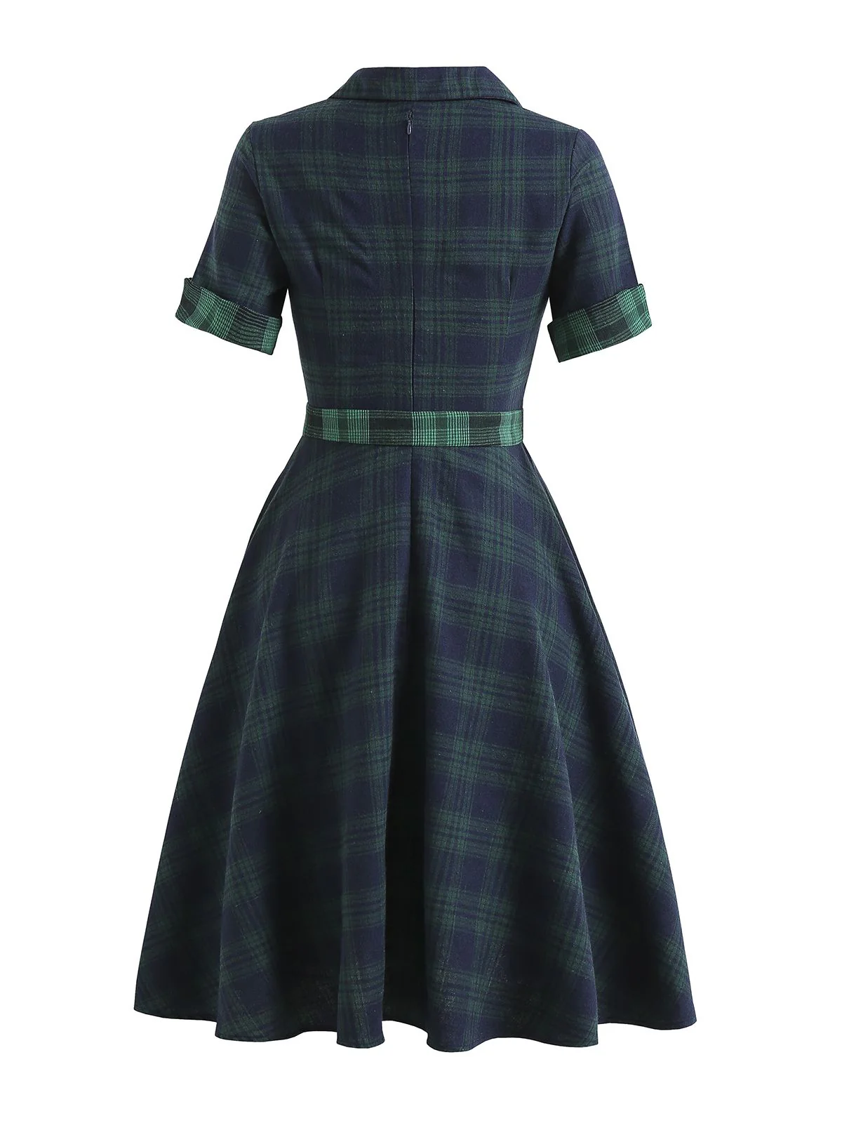 Plaids 1950s Buttoned Belted Swing Dress - Image 5